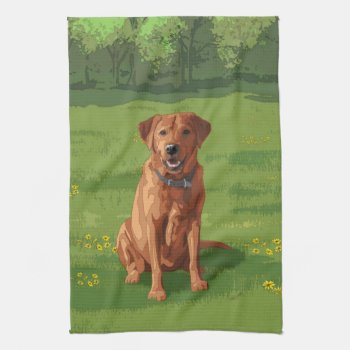 Fox Red Yellow Labrador Retriever Dog Kitchen Towel by Fun_Forest at Zazzle