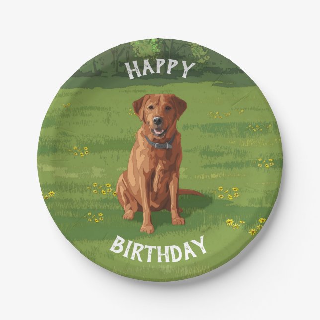 Fox Red Yellow Labrador Retriever Dog Paper Plates (Front)