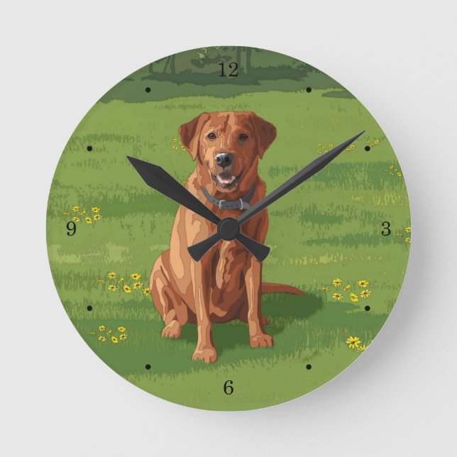 Fox Red Yellow Labrador Retriever Dog Round Clock (Front)