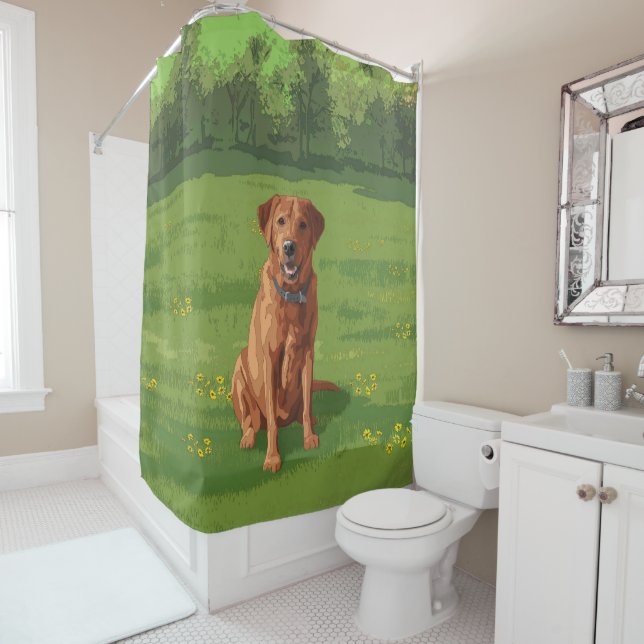 Fox Red Yellow Labrador Retriever Dog Shower Curtain (In Situ)