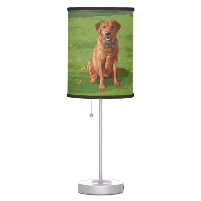 Fox Red Yellow Labrador Retriever Dog Table Lamp (Right)