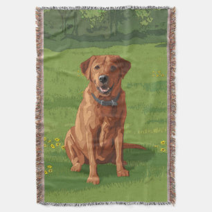 Fox Red Yellow Labrador Retriever Dog Throw Blanket