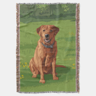 Fox Red Yellow Labrador Retriever Dog Throw Blanket