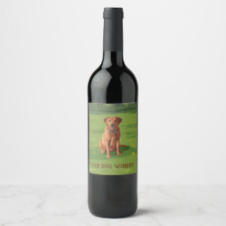 Fox Red Yellow Labrador Retriever Dog Wine Label
