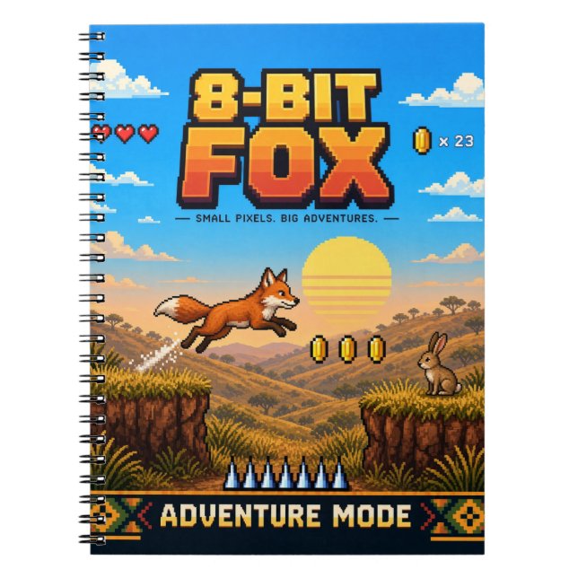 Fox, Retro 8-Bit Pixel Art Notebook (Front)