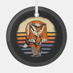 Fox Retro Vintage Glass Ornament