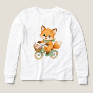 Fox Riding Green Bicycle Boys T-Shirt Tri-Blend Shirts