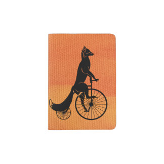 Fox Riding Penny Farthing Bike Passport Holder