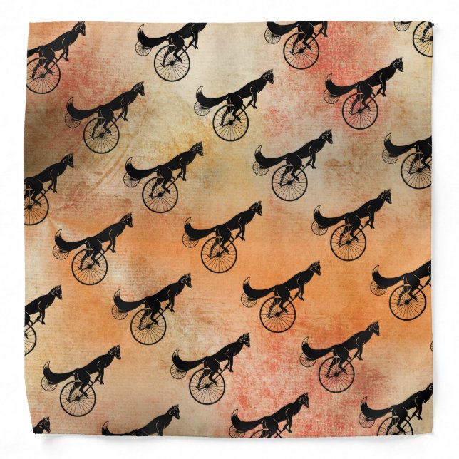 Fox Riding Vintage Bicycle Bandana (Front)
