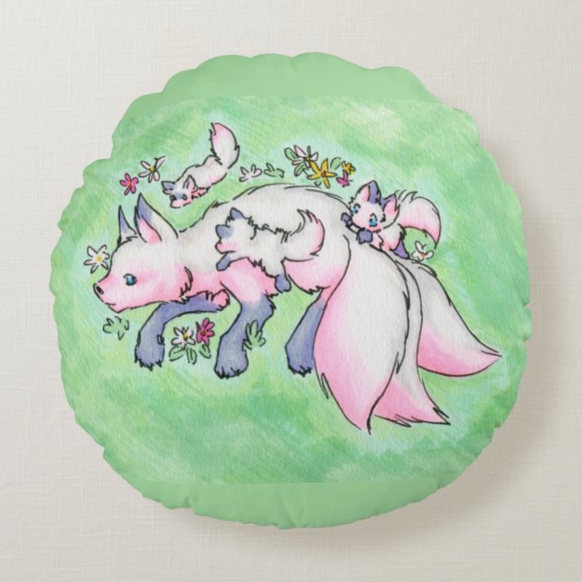 Fox  round pillow (Front)