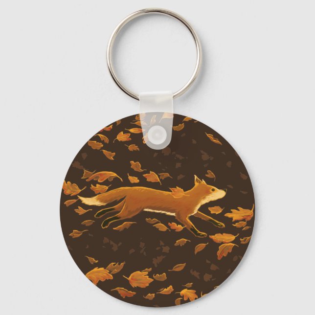 Fox Running Through Fall Keychain (Front)