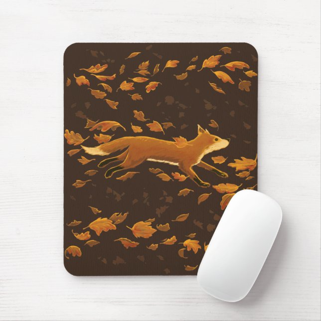Fox Running Through Fall Mouse Pad (With Mouse)