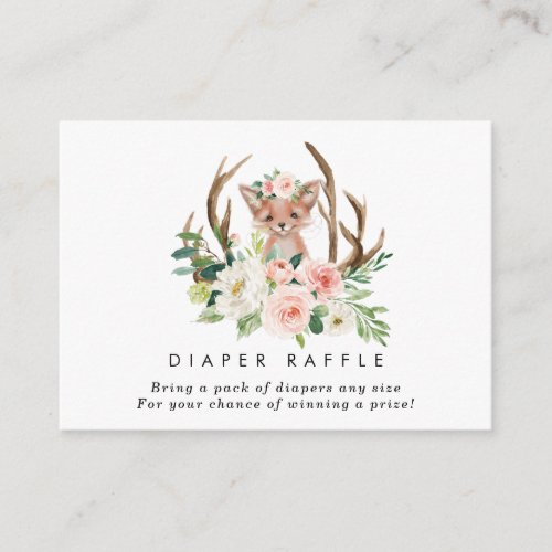 fox rustic floral Diaper Raffle enclosure card