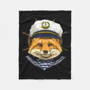 Fox Sailor Boat Captain Wildlife Fox Forest Fleece Blanket