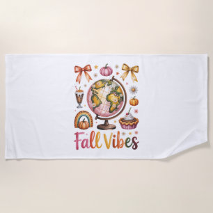 Fox Shirt Country Pumpkin Beach Towel