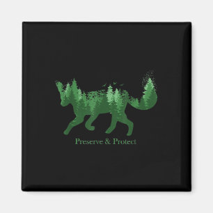 Fox Silhouette Preserve & Protect Environmenta Magnet
