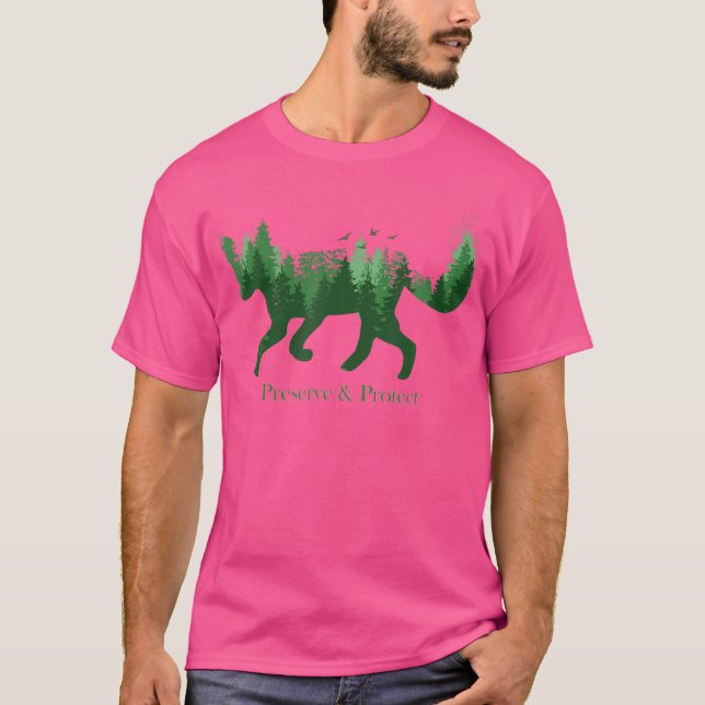 Fox Silhouette Preserve Protect Environmental Prot T-Shirt (Front)