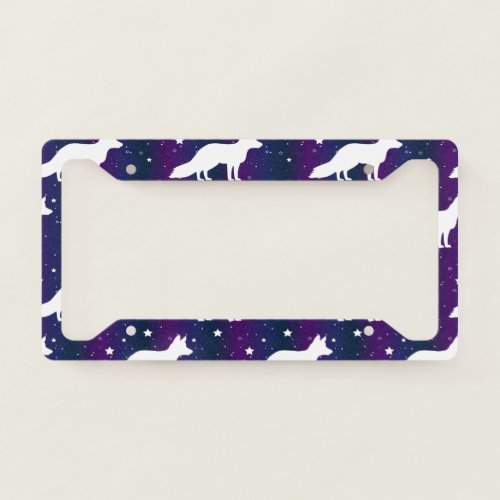 Fox Silhouette Starry Night Galaxy Lover Universe License Plate Frame