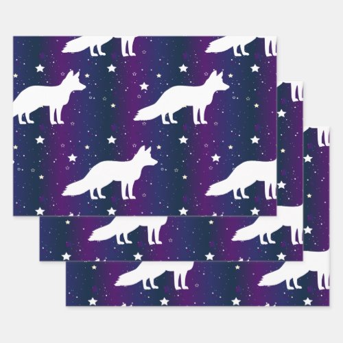 Fox Silhouette Starry Night Galaxy Lover Universe Wrapping Paper Sheets