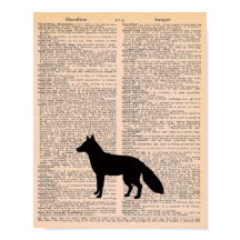 Fox Silhouette Vintage Dictionary Nursery Wall Art