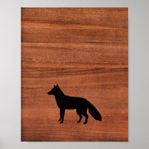 Fox Silhouette Wood Background Nursery Wall Art