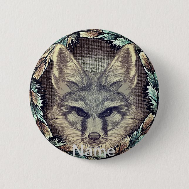 Fox Sketch   Button (Front)