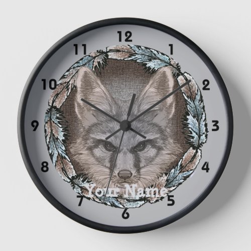 Fox Sketch custom name Clock