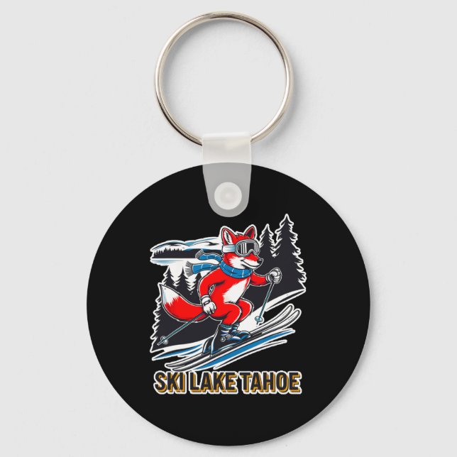 Fox Skiing Alpine Ski Adventure Lake Tahoe Califor Keychain (Front)