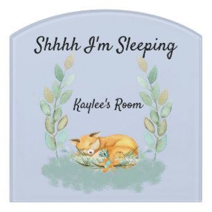 Fox Sleeping Room Sign with Plants