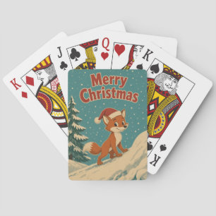 Fox Snow Bank Animal Christmas Poker Cards