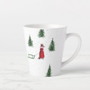 Fox snow winter Christmas illustration Latte Mug