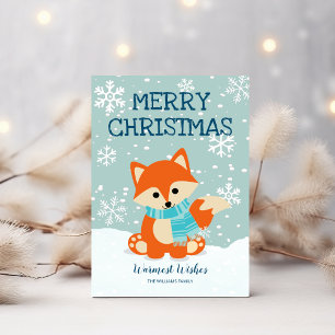Fox Snowflakes Woodland Animal Christmas Holiday Card