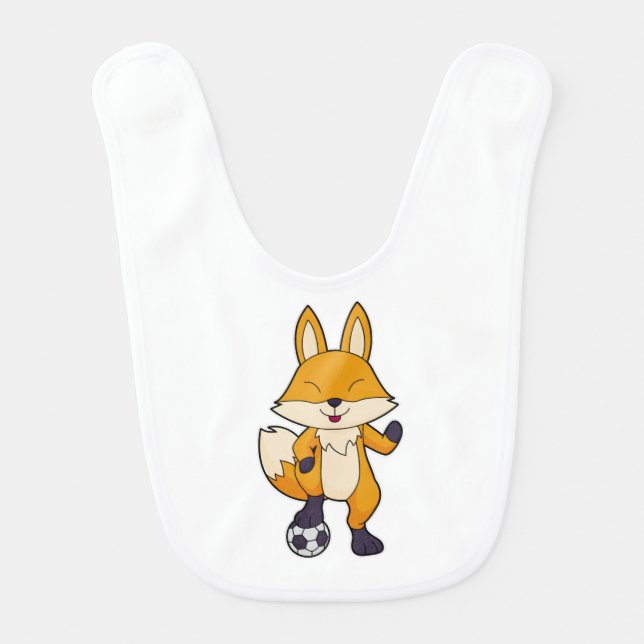 Fox Soccer player Soccer Baby Bib (Front)