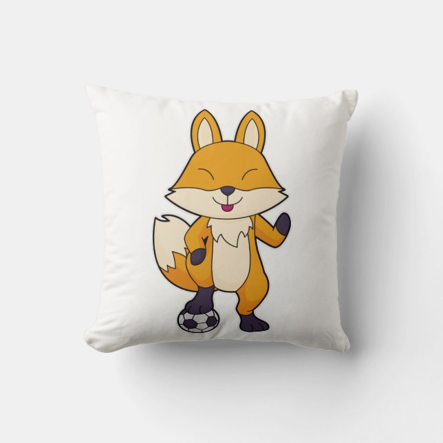 Fox Soccer player Soccer Throw Pillow (Front)