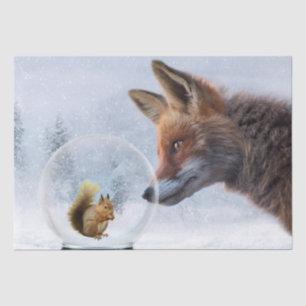 Fox Squirrel Winter Snow Globe Tissue Paper