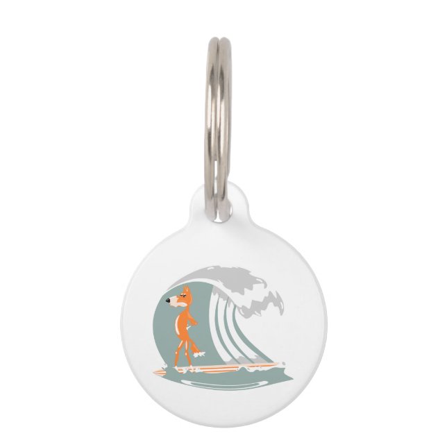 Fox Standing on a Surfboard Pet ID Tag (Front)