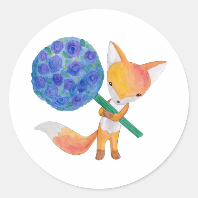 Fox Stickers Red Fox Favor Gift Thank you Stickers (Front)