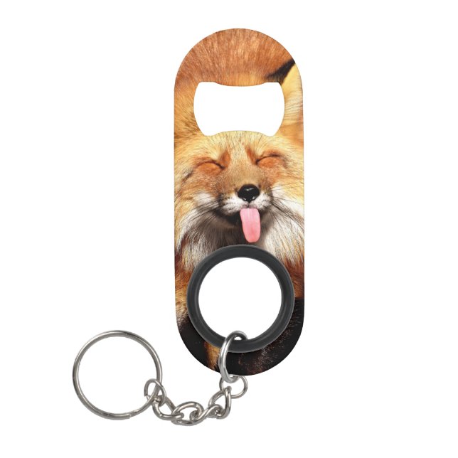 Fox Sticking It's Tongue Out Keychain Bottle Opener (Front)