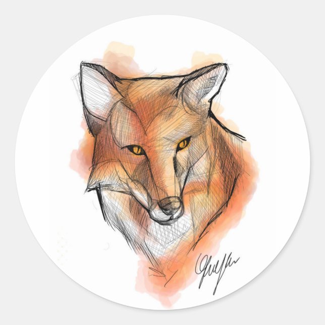 Fox Stiker Classic Round Sticker (Front)
