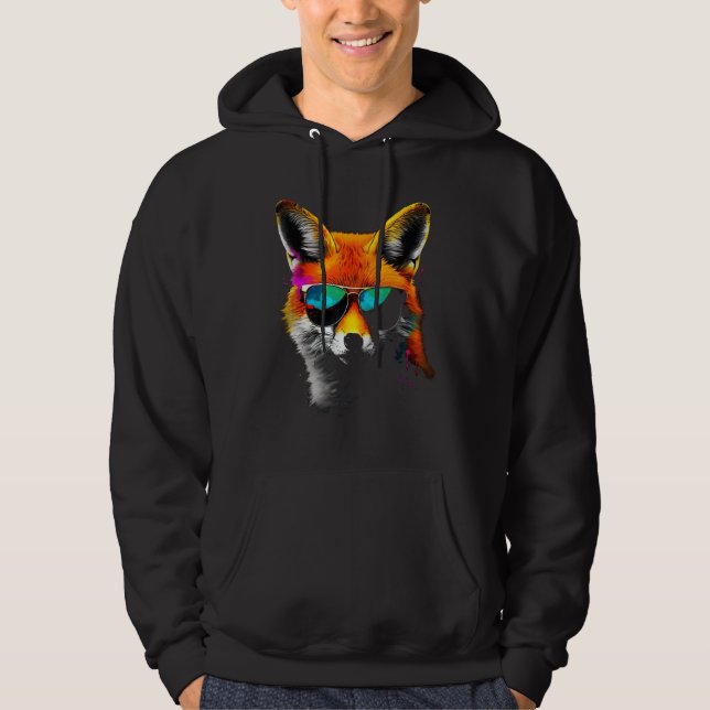 Fox Sunglasses  Animal Fox 1 Hoodie (Front)
