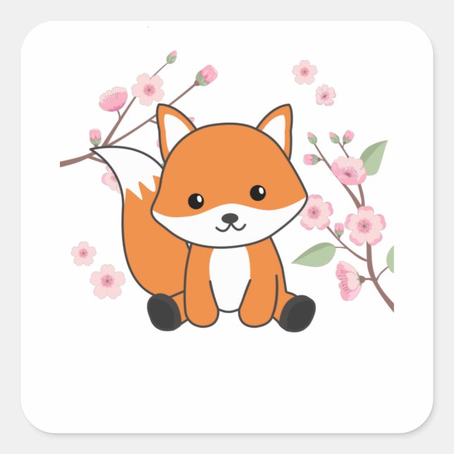 Fox Sweet Animals For Kawaii Foxes Square Sticker (Front)