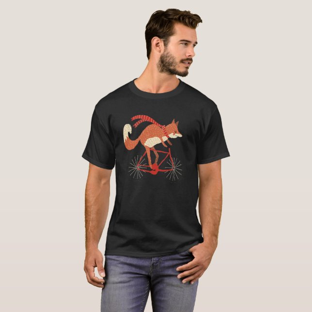 Fox T Shirt Fox On A Bicycle T Shirt (Front Full)