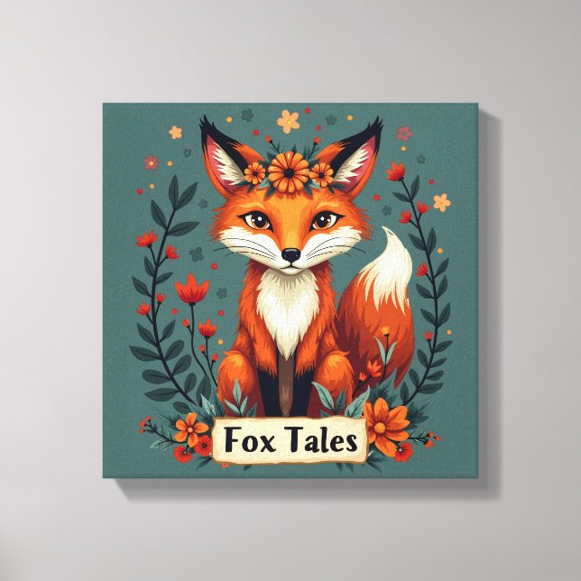 Fox Tales Boho Woodland Animal Canvas Print (Front)