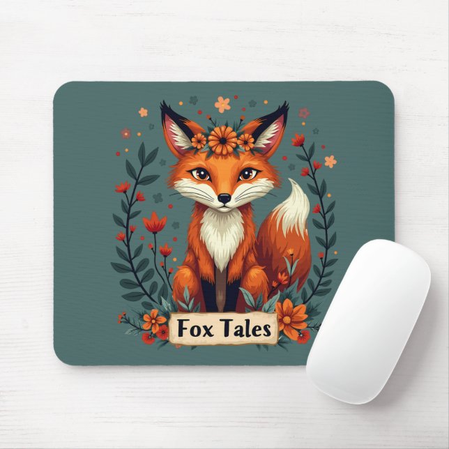 Fox Tales Boho Woodland Animal Mouse Pad (With Mouse)