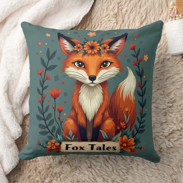 Fox Tales Boho Woodland Animal Throw Pillow (Blanket)