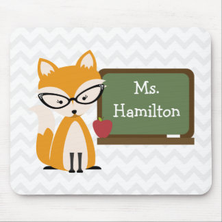 Fox Teacher At Chalkboard Mouse Pad