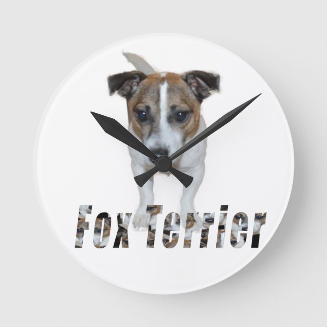 Fox Terrier And Fox Terrier Logo, Round Clock (Front)