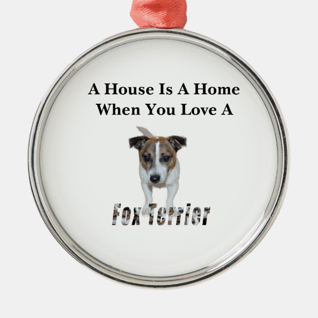 Fox Terrier And Fox Terrier Love Logo, Metal Ornament (Front)