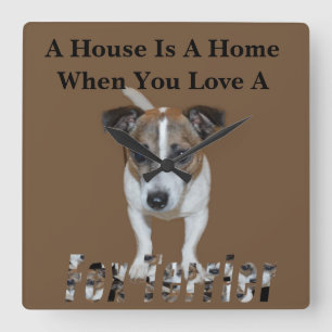 Fox Terrier And Fox Terrier Love Logo, Square Wall Clock