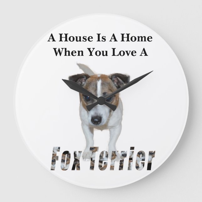 Fox Terrier And Fox Terrier Love Logo, White Large Clock (Front)